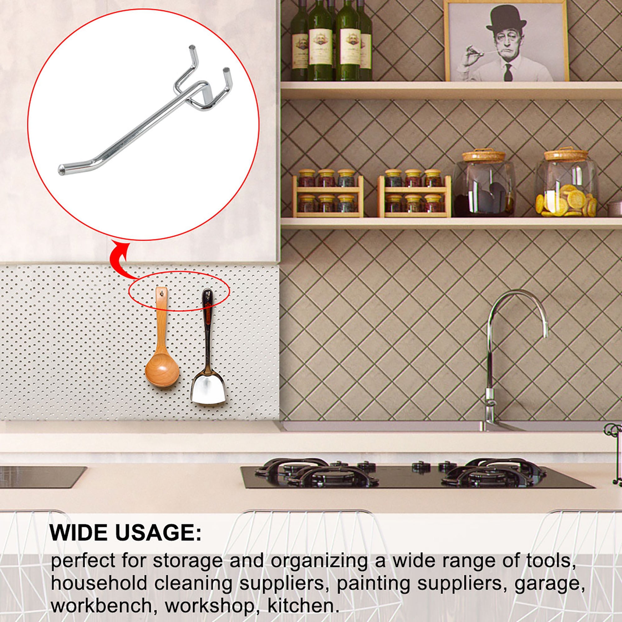 10pcs 4 Inch Pegboard Hooks Shelving Hooks 1/4" Iron Assortment