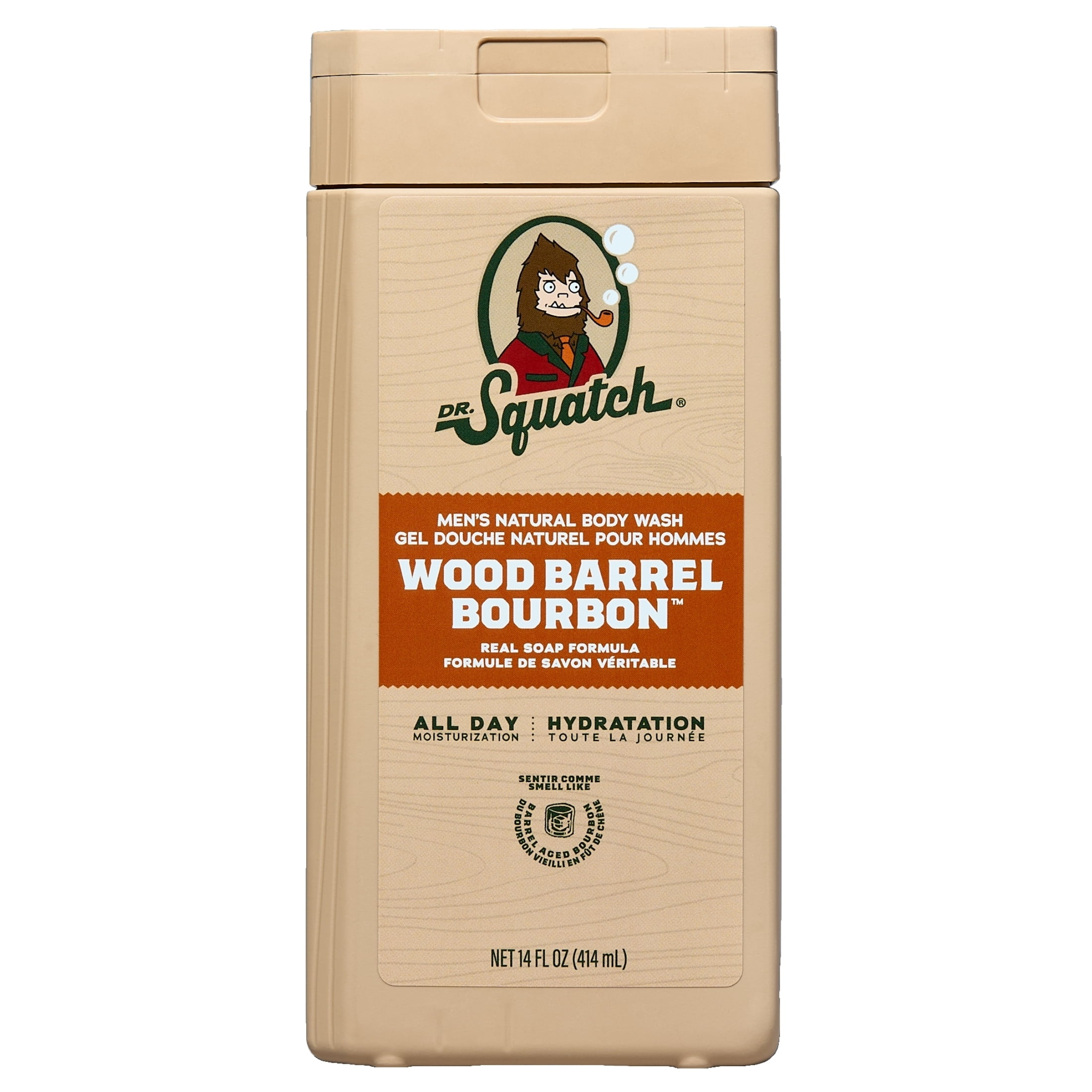DR. SQUATCH Men's Natural Non-Exfoliating Body Wash - Wood Barrel Bourbon - 14 fl oz