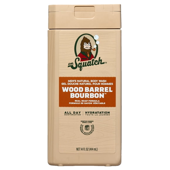 DR. SQUATCH Men's Natural Non-Exfoliating Body Wash - Wood Barrel Bourbon - 14 fl oz