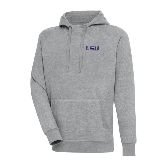Men's Antigua Heather Gray LSU Tigers Big & Tall Victory Pullover Hoodie