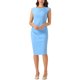 thumbnail image 4 of Vestido de verano para mujer Inspire Chic con mangas cortas, cintura plisada, elegante vestido midi XS azul, 4 of 5