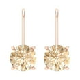 thumbnail image 3 of 3 ct Lever-Back Drop Dangle Earrings for Women | 7.5mm Round Cut Natural Morganite | 18K Rose Gold, 3 of 5