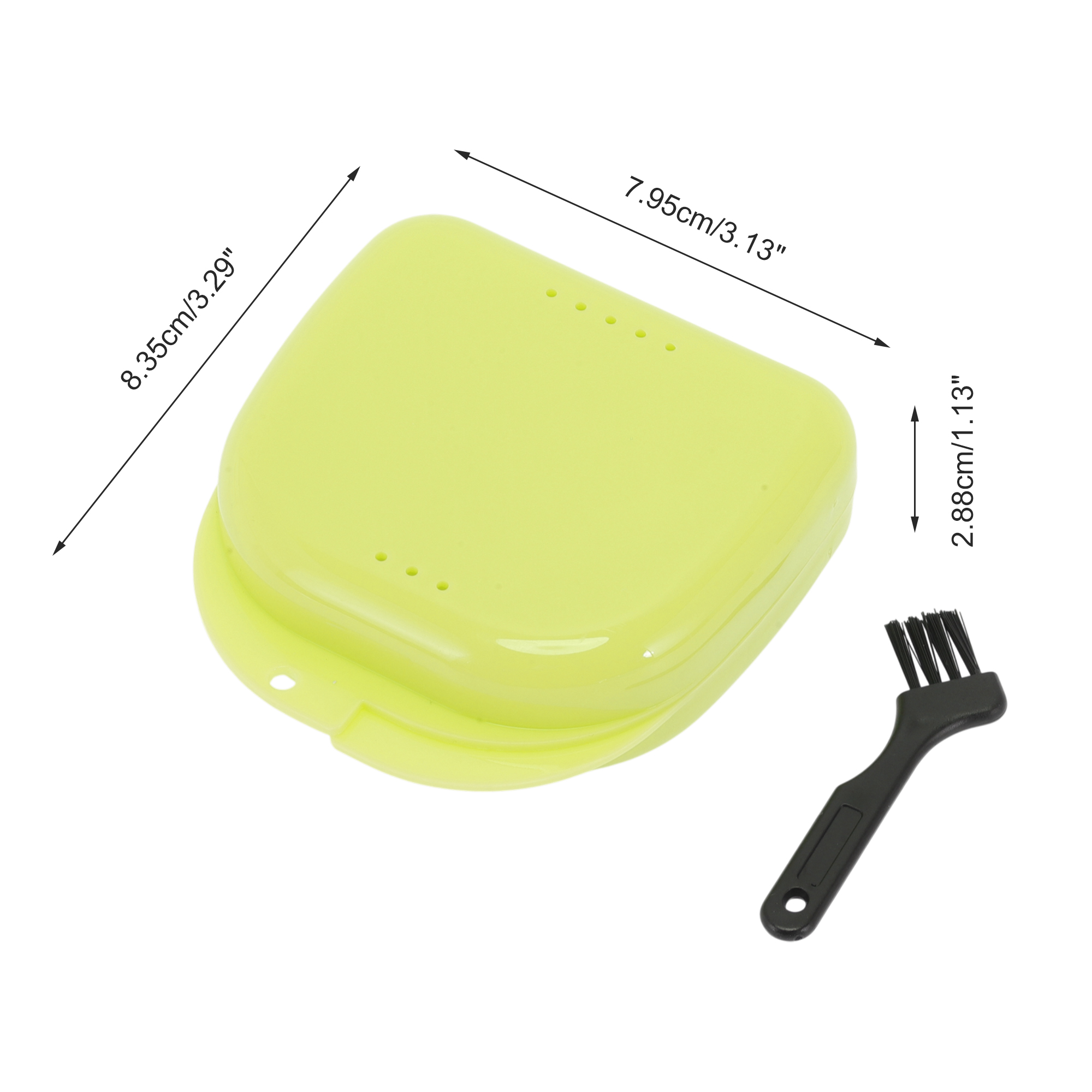 Unique Bargains Compact Braces Box with Brush 1 Set Yellow