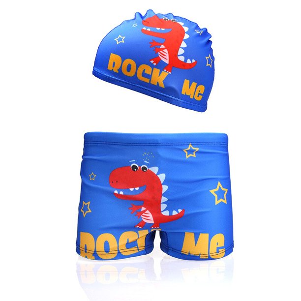 2023 Baby Boys Summer Swimming Trunks Cute Cartoon Print Niños Ropa de playa Niños Traje de baño Dinasour Boys Trajes de baño Troncos con HatXXL (135-150) Gao Jinjia LED