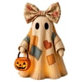 thumbnail image 2 of Lighted Vintage Patchwork Ghost, Light Up Ghost with Pumpkin Lantern Halloween Decor, 2027 Vintage Halloween Patchwork Ghosts Lamp, Rustic Fall Figurine Decoration for Mantel Shelf Entryway Porch, 2 of 5