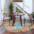 thumbnail image 4 of Jellyfish Coastal Round Area Rugs Collection 6', Summer Nautical Starfish Coral Brown Anchor Non Slip Indoor Circular Throw Runner Rug Floor Mat Carpet for Living Room Dining Table Bedroom Nursery, 4 of 9