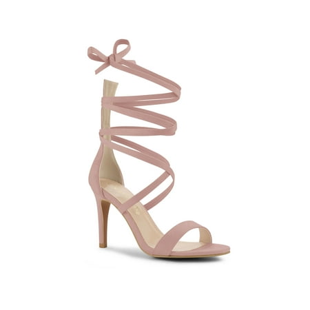 

Allegra K Women s Open Toe Stiletto Heeled Lace up Solid Sandals