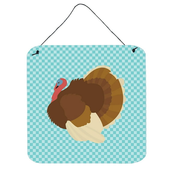 Carolines Treasures French Turkey Dindon Blue Check Wall or Door Hanging Prints 6x6 multicolor