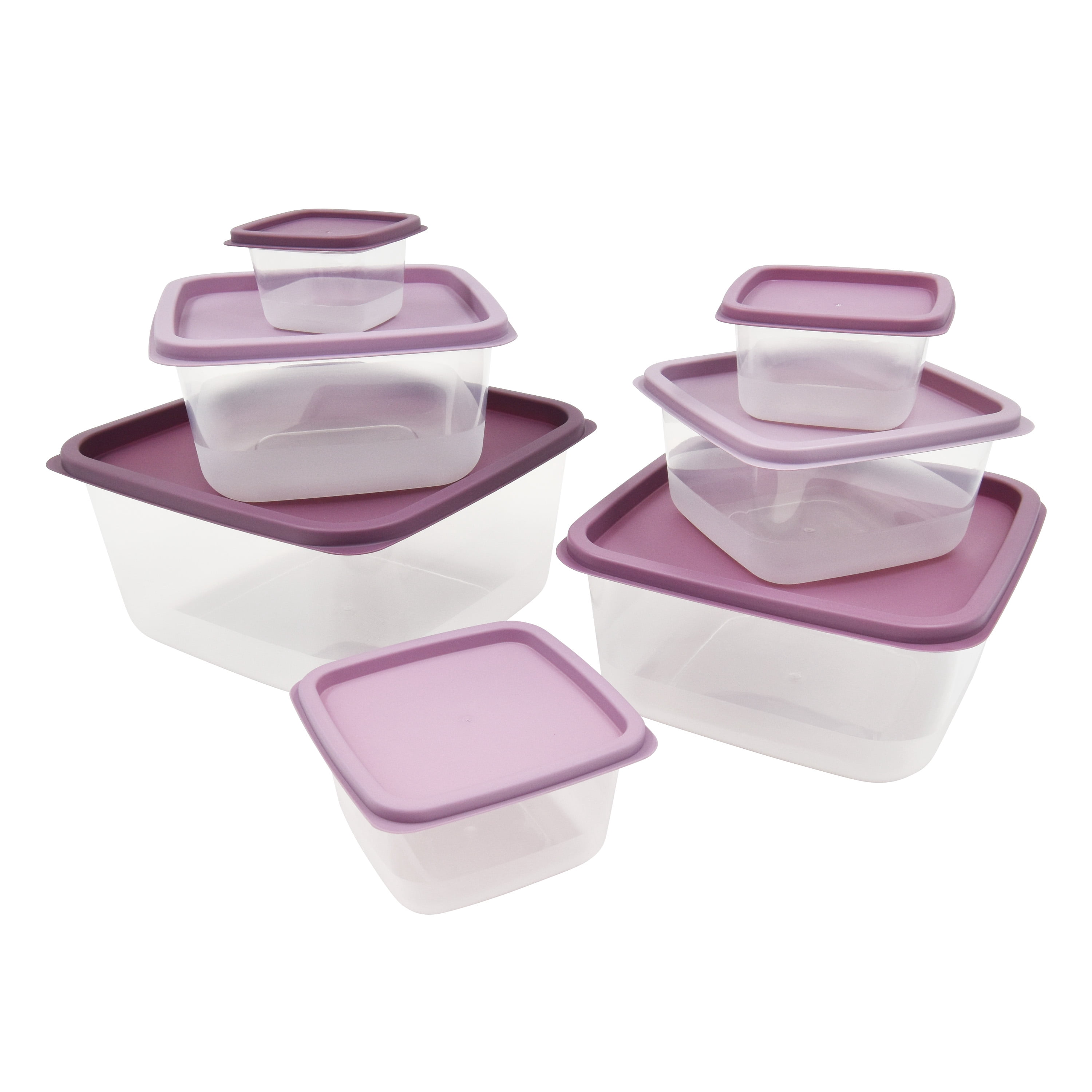 Mainstays 14 Piece Teal Plastic Food Storage Set, Purple Ombre, Ideal Use for Meal Prep and Batch Cooking