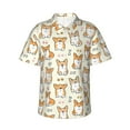 thumbnail image 1 of Fotbe Cartoon Corgi Camisa Hawaiana para Hombre Unisex – Camisa Casual de Verano con Botones de Manga Corta de Algodón y Lino,Medium, 1 of 7