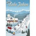 thumbnail image 1 of Lake Tahoe, California, Retro Ski Resort (36x54 Giclee Gallery Art Print, Vivid Textured Wall Decor), 1 of 3