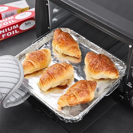 Jpxdew Heavy Duty Thickened Aluminum Foil Roll Food-Grade 16.4ft x 12in Easy Tear Heat-Resistant Versatile for Oven Baking Grill Cooking Roasting Storage
