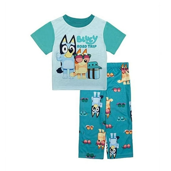 Bluey and Bingo Pups 'Road Trip' Toddler Boy's Short-Sleeved Pajama Set (Size 3T)