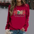 thumbnail image 2 of FYEGRE Chandail Sans Capuche pour Femmes, Col Rond, Manches Longues, Doux, Décontracté, Athlétique, Confortable, pour les Vacances, Rouge, Taille g, 2 of 4