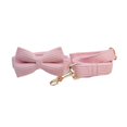 thumbnail image 1 of Pink Corduroy Dog Collar And Leash Set With Custom Engraved Nameplate, 1 of 17
