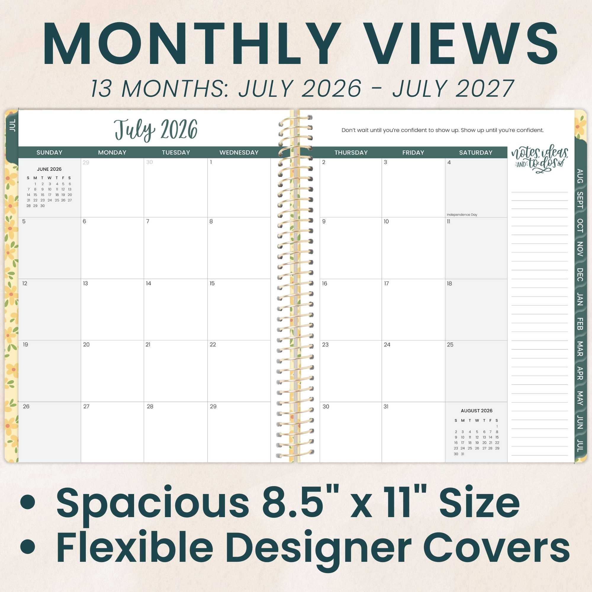 bloom daily planners 2026-2027 Academic Planner, 13 Month Monthly & Weekly, 8.5" x 11" Soft Cover, Stickers Included, Butter Yellow Daisies