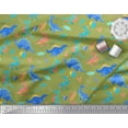 thumbnail image 2 of Soimoi Green polyester Crepe Fabric Balloon & Dinosaur Kids Print Sewing Fabric Yard 52 Inch Wide, 2 of 3