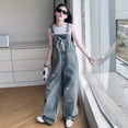 thumbnail image 7 of WAYUTE Girls Jeans Denim Overalls with Rhinestone Bowknot Cute and Stylish Toddler Romper Casual School Wear, 7 of 7