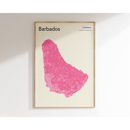 Poster Barbados Map Print, , Barbados Map Poster , Colour Barbados Wall Art, Barbados Caribbean Art Print, Map Of Barbados-UNFRAMED