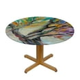 thumbnail image 3 of Nawypu  Oil Painting Tree Fitted Round Edged Table Cover, Colored Seasons Tree Rainbow Great for Indoor and Outdoor Dining and Playing Cards Use, 3 of 7