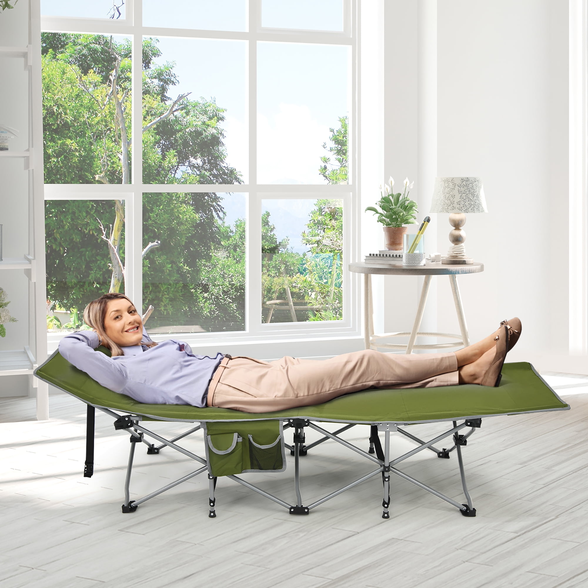 Costway Folding Camping Cot Heavy-Duty Outdoor Cot Bed w