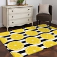 thumbnail image 3 of Yellow Lemon Area Rugs 4'x6', Washable Small Throw Rugs for Office Bathroom, Summer Botanical Fruits Black White Stripes Indoor Outdoor Rug Non-Slip Low Pile Carpet Runner Reversible Floor Mats, 3 of 8