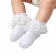 thumbnail image 2 of Krdevn Baby Lace Ruffle Socks White Soft Breathable Cotton Ankle Socks for Baptism ,0-1 Years, 2 of 4