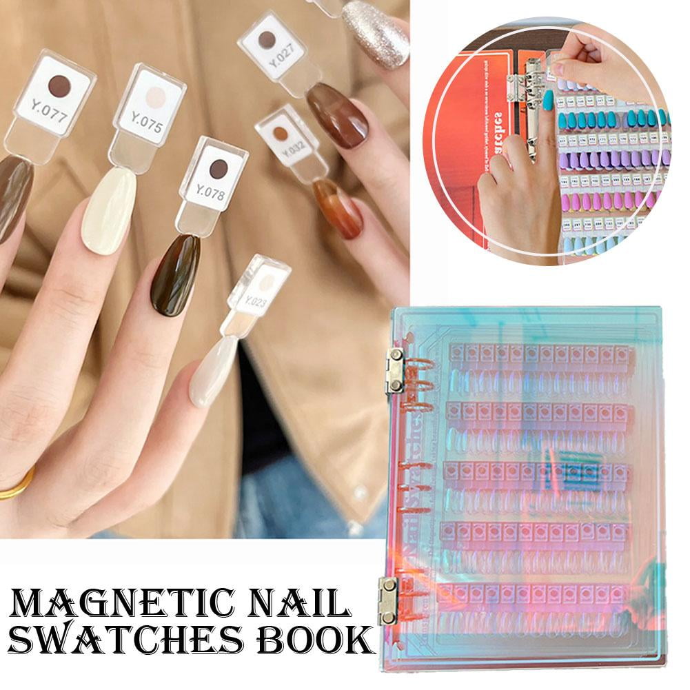 Magnetic Nail Swatches Book - Professional Nail Art Display Booklet for Manicurists, No Glue Needed with Detachable Tips & Self-Adhesive Labels, 120/180/240pcs