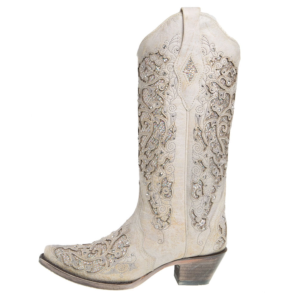 White Glitter Inlay Boots - Walmart 