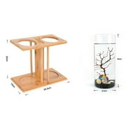 DENEST Betta Fish Tank Desktop Aquarium Bamboo Ecological Mini Fish Tank Home Ornament