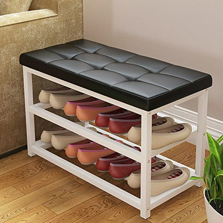 Magshion Metal Shoe Bench 2 Tier Shoe Rack Entryway Shoe