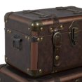 thumbnail image 5 of DecMode 13" x 8" Brown Leather Nesting Upholstered Trunk with Vintage Accents and Studs, 3-Pieces, 5 of 9