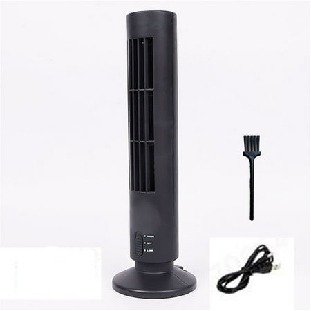 

yongmandr 2024 New Desktop Tower Fan USB Rechargeable Battery Powered Tabletop Desk Fan Adjustable Head & Night Light Vertical Standing Personal Cooling Bladeless Fans (Black)