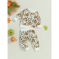 thumbnail image 2 of ZAXARRA Toddler Girls 2PCS Pants Sets, Newborn Long Sleeve Pumpkin Print Tops Drawstring Pants Sets, 2 of 6