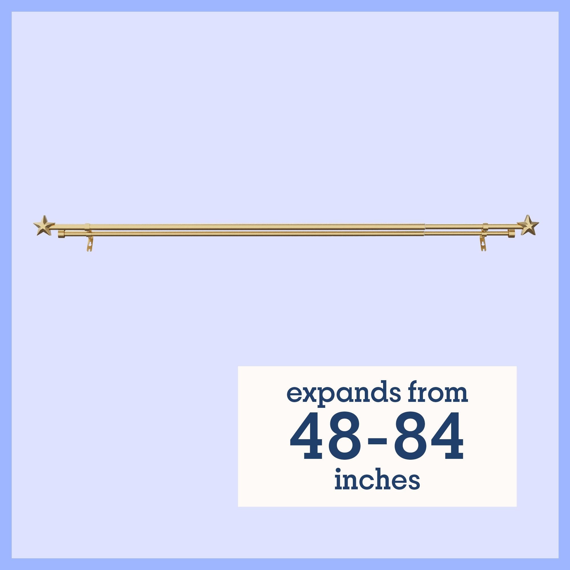 Mainstays Kids 3/4" Gold Star Adjustable Double Curtain Rod, 48"-84"