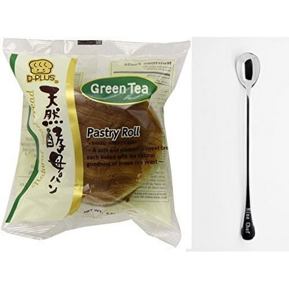 NineChef Bundle - D-Plus Japanese Wheat Bread Cake (Green Tea 4 Bag)   1 NineChef Brand Long Handle Spoon