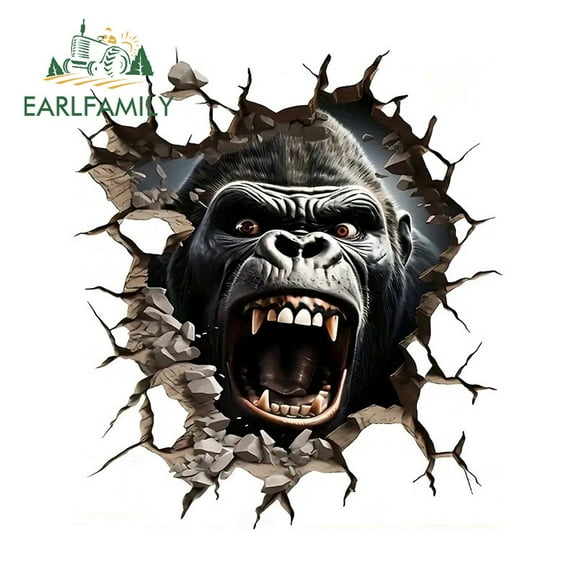 EARLFAMILY 5.1" Gorilla Tear Car Stickers Skateboard Motorcycle Electric-Bicycle Windshield Vinyl Decal Occlusion Scratch Waterproof Car Accessories