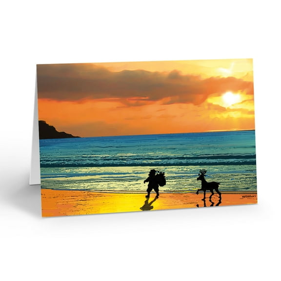 Beach Sunset Walk Christmas Card - 18 Boxed Cards & Envelopes - 30066
