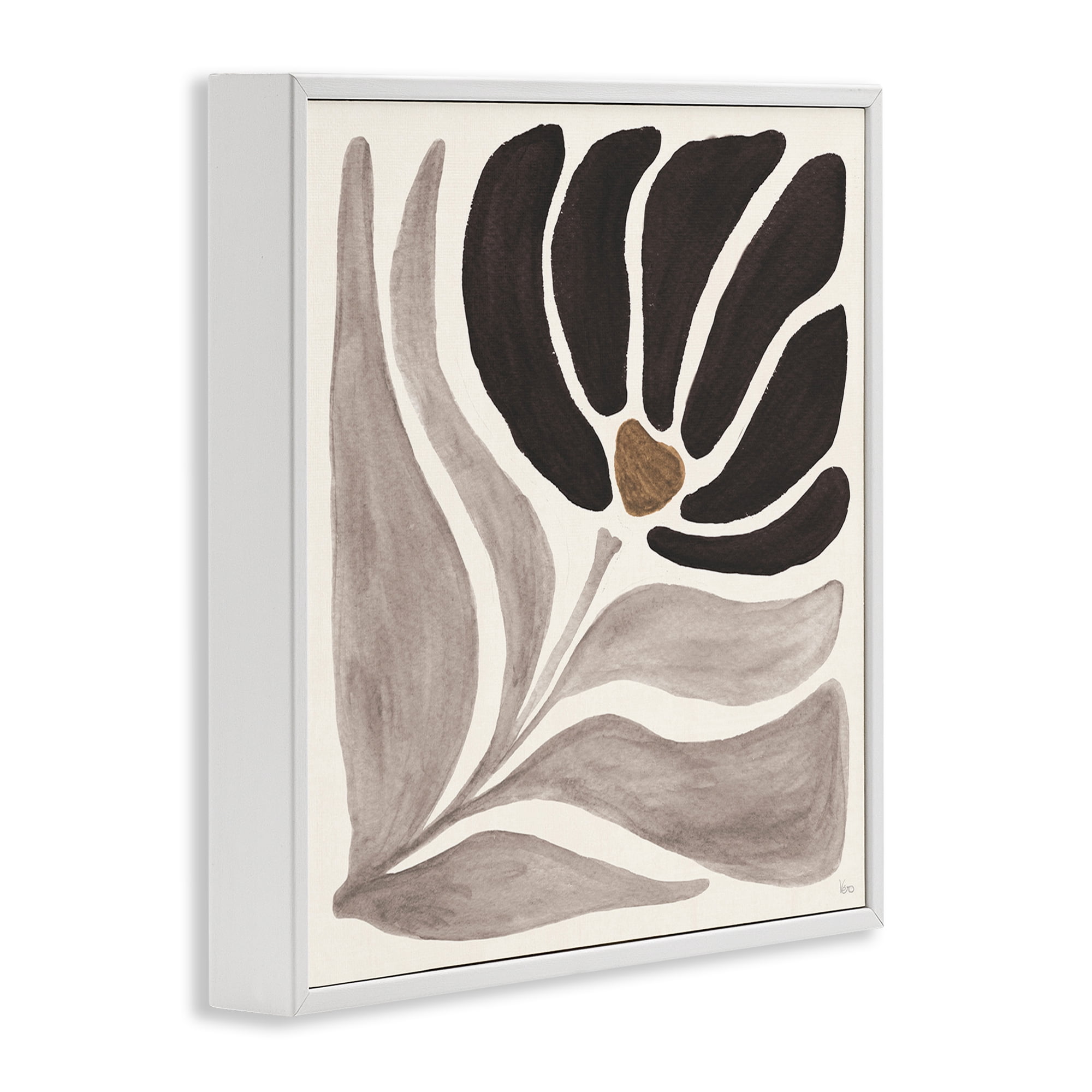Stupell Industries Modern Neutral Bloom Botanical & Floral Painting White Framed Art Print Wall Art, 12 x 12