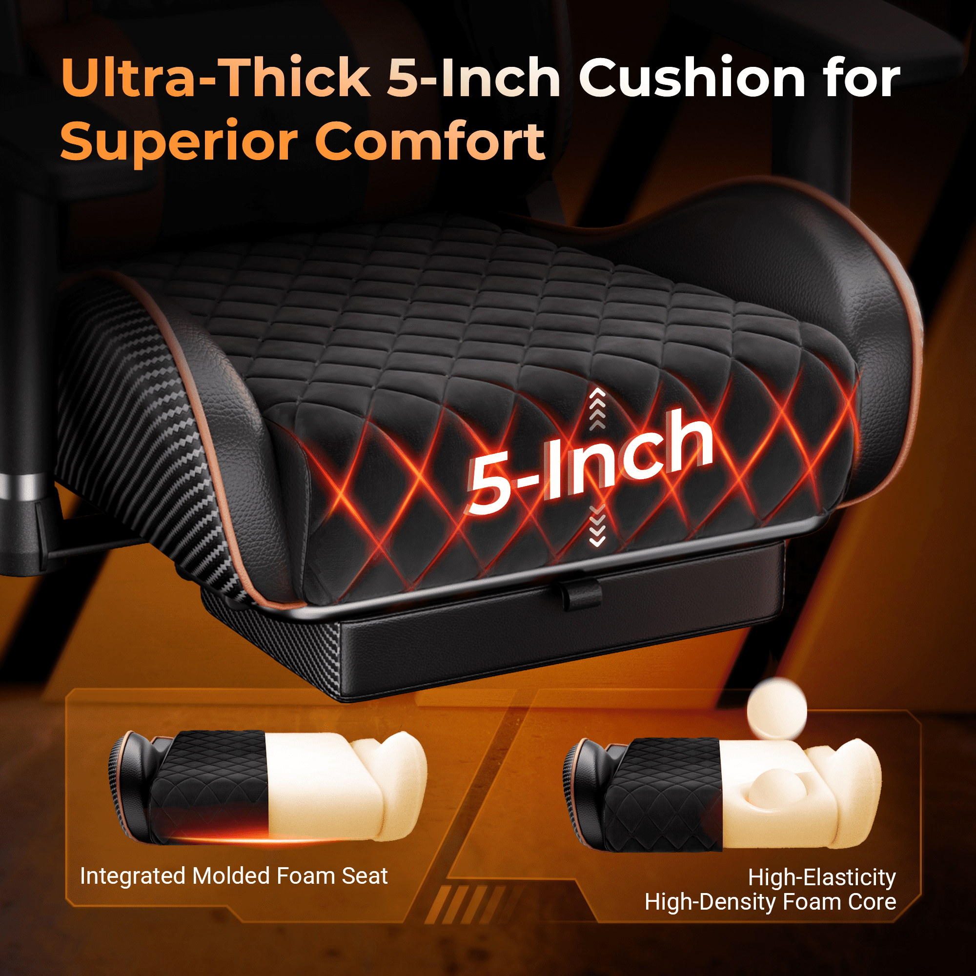 Seenda GCPro-10 Big and Tall Gaming Chair, All-in-One Comfort featuring a Retractable Footrest, High-Back Ergonomic Design, and Fully Adjustable Lumbar & Head Support