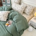 thumbnail image 2 of Green Duvet Cover Prewashed Soft Cotton Edredon Queen Cover Cottagecore Bedding, 2 of 8