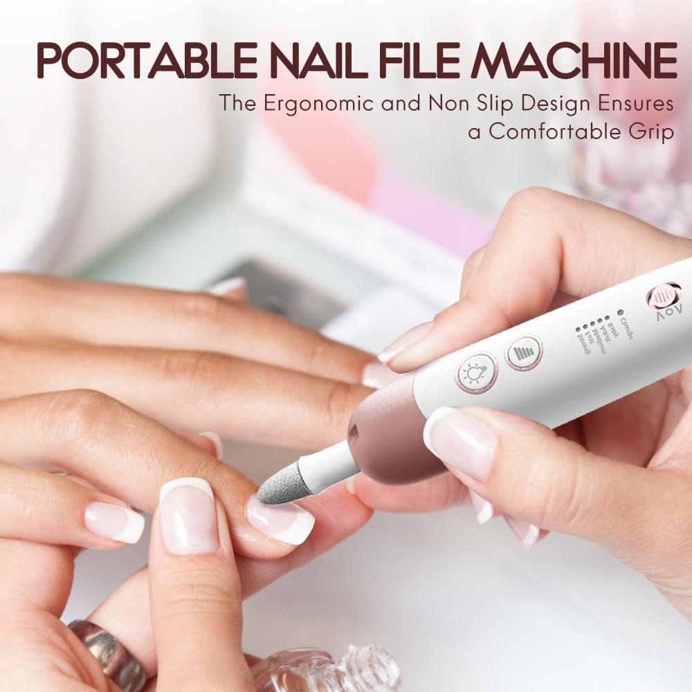 YOOVEE Cordless Electric Nail File Set, Portable Electric Nail Drill Machine, Professional Manicure Pedicure Kit, 5 Speeds Hand Foot Care Tool for Calluses, Thick Nails, Grind, Trim, Polish
