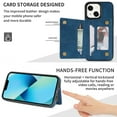 thumbnail image 3 of SaniMore for iPhone 14 Plus 6.7" PU Leather Case RFID Blocking, Back Magnetic Button Flip Wallet Cover Built-in Card Slot & Multi-Angle Kickstand Ultra-Thin Full Body Protective Shell, Blue, 3 of 6