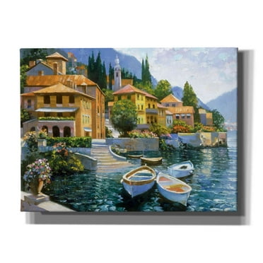 Epic Graffiti 'Lake Como Landing' by Howard Behrens Giclee Canvas Wall Art, 16"x12"