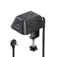thumbnail image 2 of Desk Clamp Power Strip, Surge Protector with 5 AC Outlets and 3 USB Ports, Desk Mount Charging Station, Fit 1.97in Tabletop Edge Thick, 6FT Extension Cord, for Home Office Gaming Accessories, Black, 2 of 8