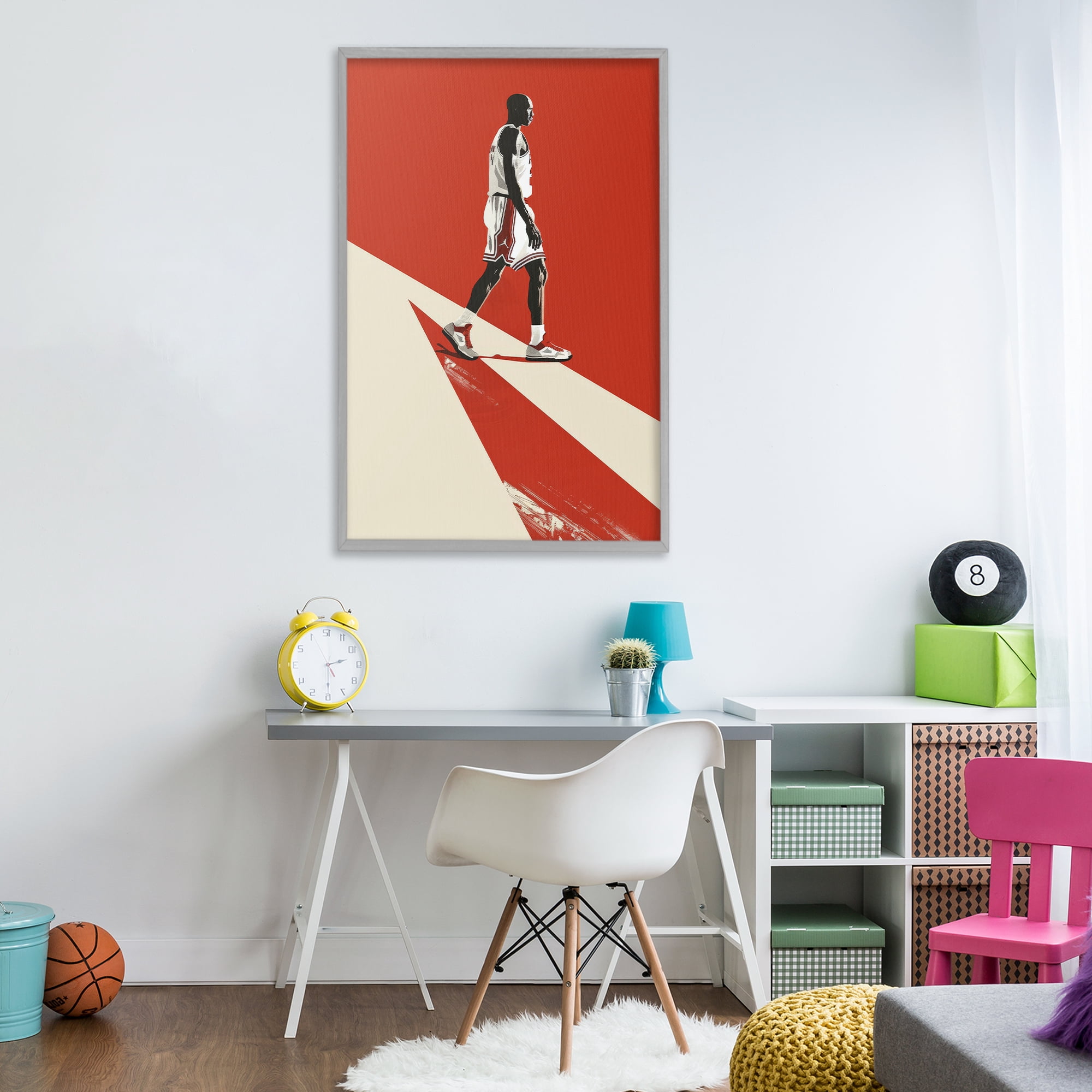 Stupell Industries Retro Basketball Legend Gray Framed Giclee Art, design by Ray Powers