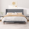 thumbnail image 2 of Frostbloom Queen Size Platform Bed Frame, Linen Upholstered Wingback Headboard, Dark Gray, 2 of 7