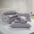 thumbnail image 2 of LammaLoe King Size comforter Sets, 7 Piece Bed In A Bag Pintuck Bedding Sets, Grayish Lavender, 2 of 7