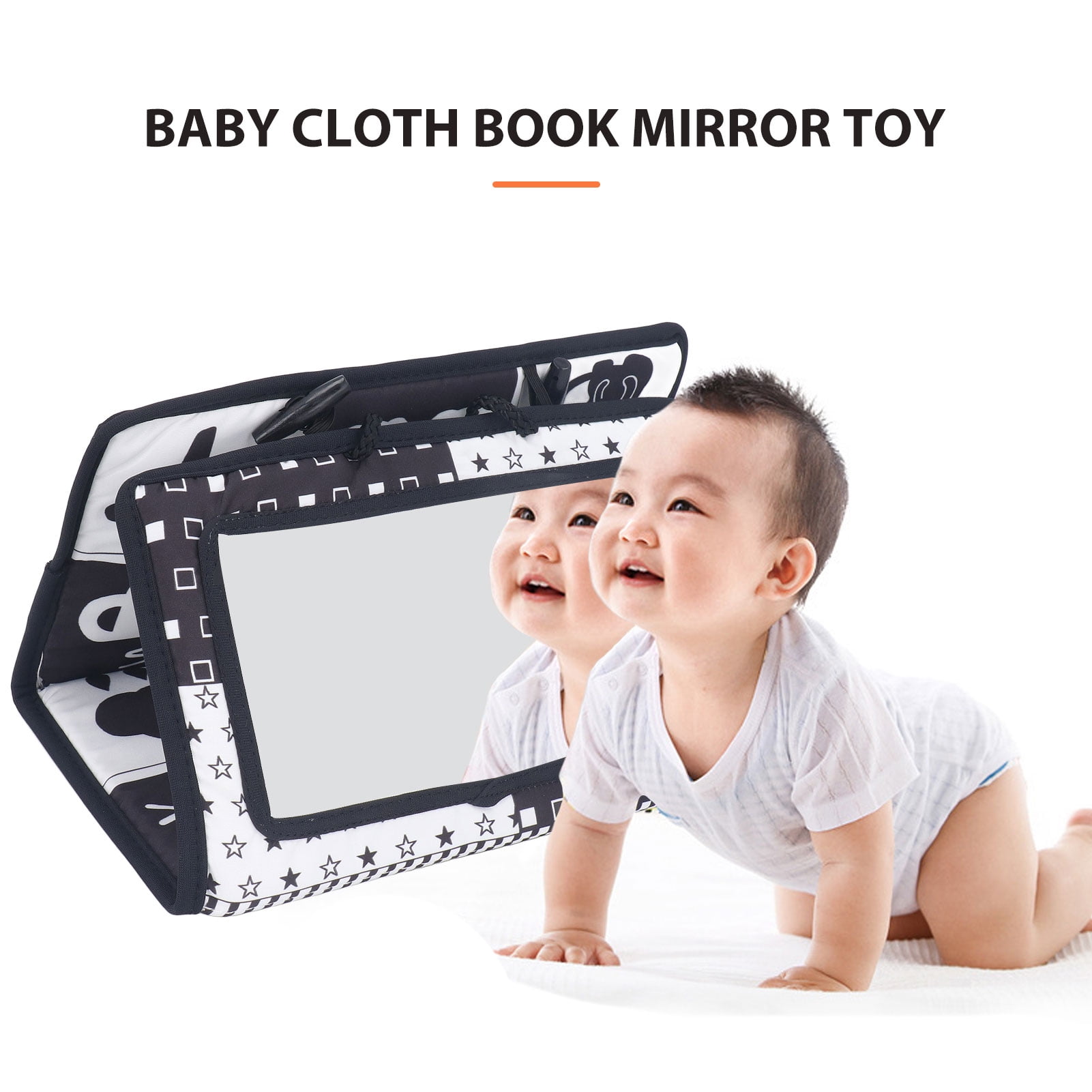 Zaqw Baby Mirror Book Toy Foldable Baby Floor Mirror Toy Skin Friendly For Home Play Black White