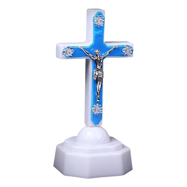 Electronic LED Jesus Night Light Figurine, Religious Flameless Candle Home Decor, Safe Bedside Table Ornament